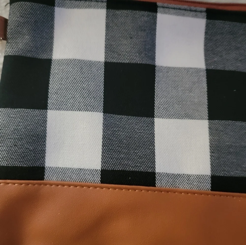 Plaid and Tan Clutch Bag